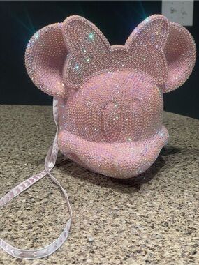 *one of a kind* hand bedazzled Disney Minnie popcorn bucket with strap